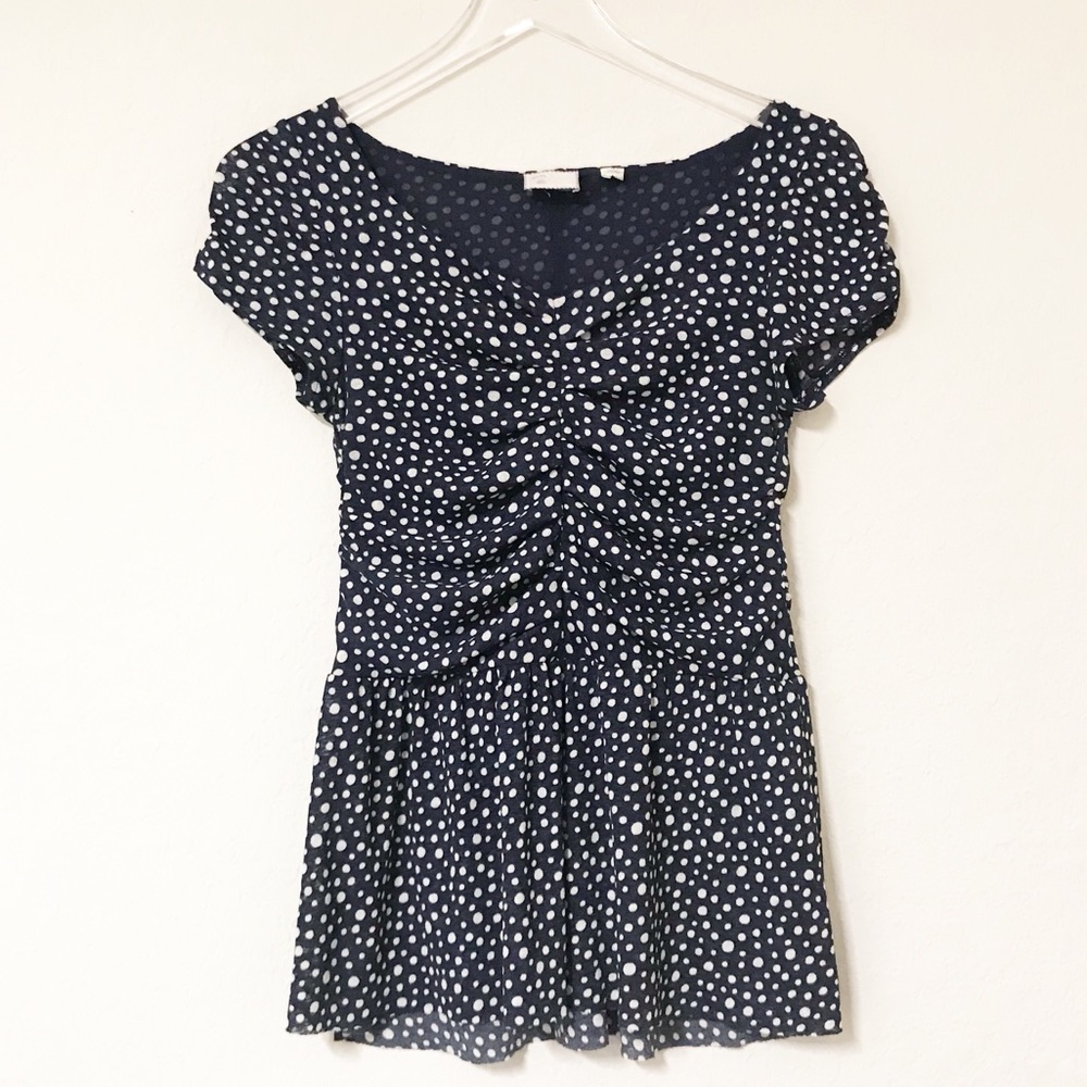 Anthropologie | Postmark Polka Dot Peplum Top
